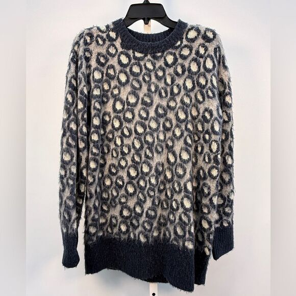 Current Elliott Soft Oversized The Cali Leopard Print Sweater XS NWT - Picture 1 of 7
